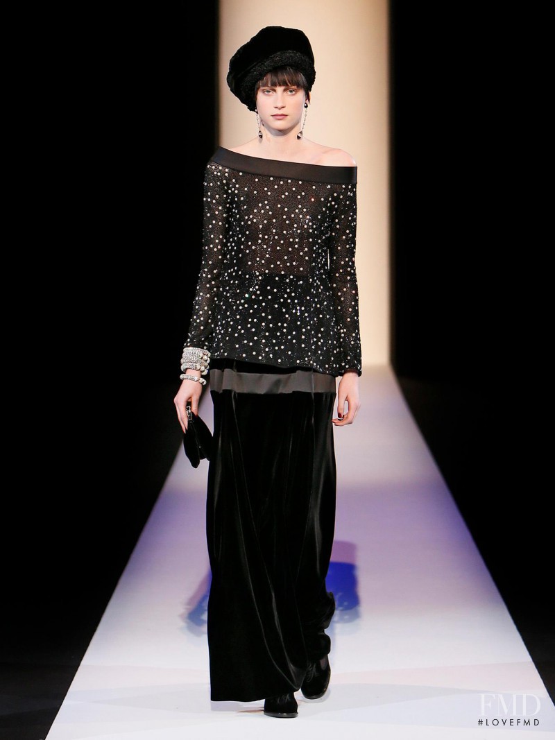 Lucy Gascoyne featured in  the Giorgio Armani fashion show for Autumn/Winter 2013