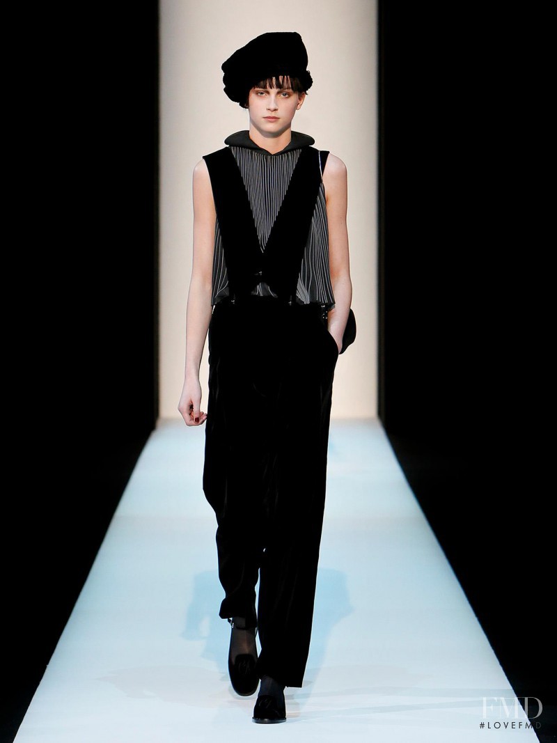 Lucy Gascoyne featured in  the Giorgio Armani fashion show for Autumn/Winter 2013
