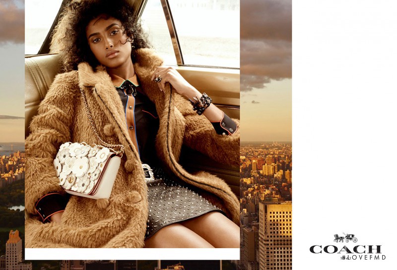 Imaan Hammam featured in  the Coach advertisement for Pre-Fall 2016