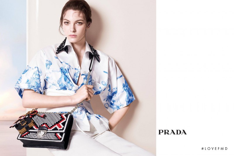 Vittoria Ceretti featured in  the Prada advertisement for Pre-Fall 2016