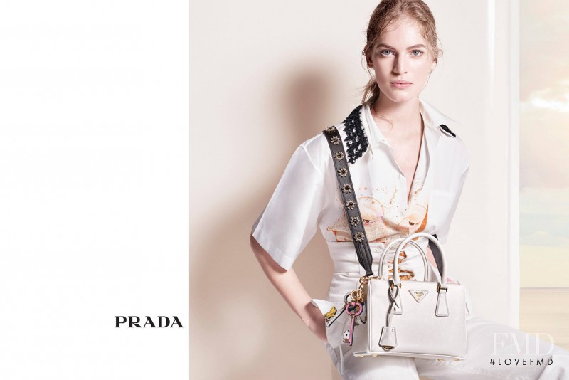 Vanessa Axente featured in  the Prada advertisement for Pre-Fall 2016