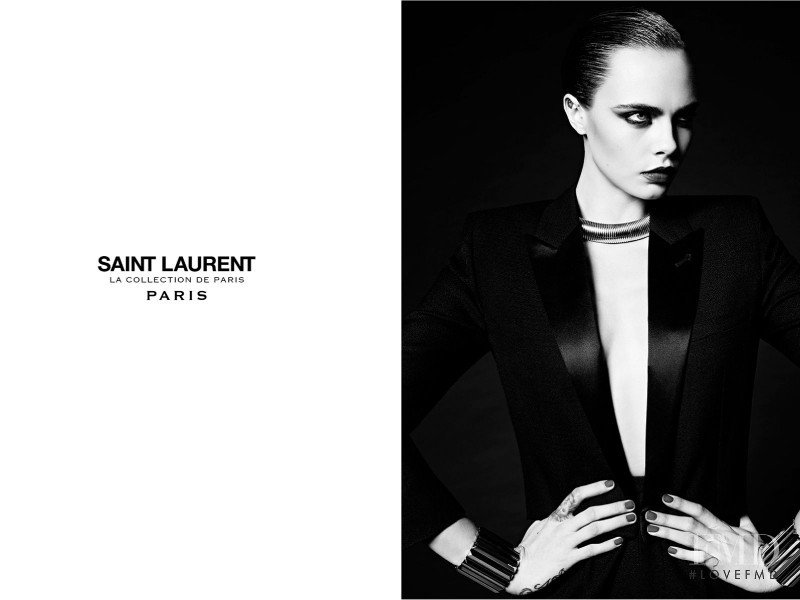 Cara Delevingne featured in  the Saint Laurent La Collection de Paris advertisement for Autumn/Winter 2016