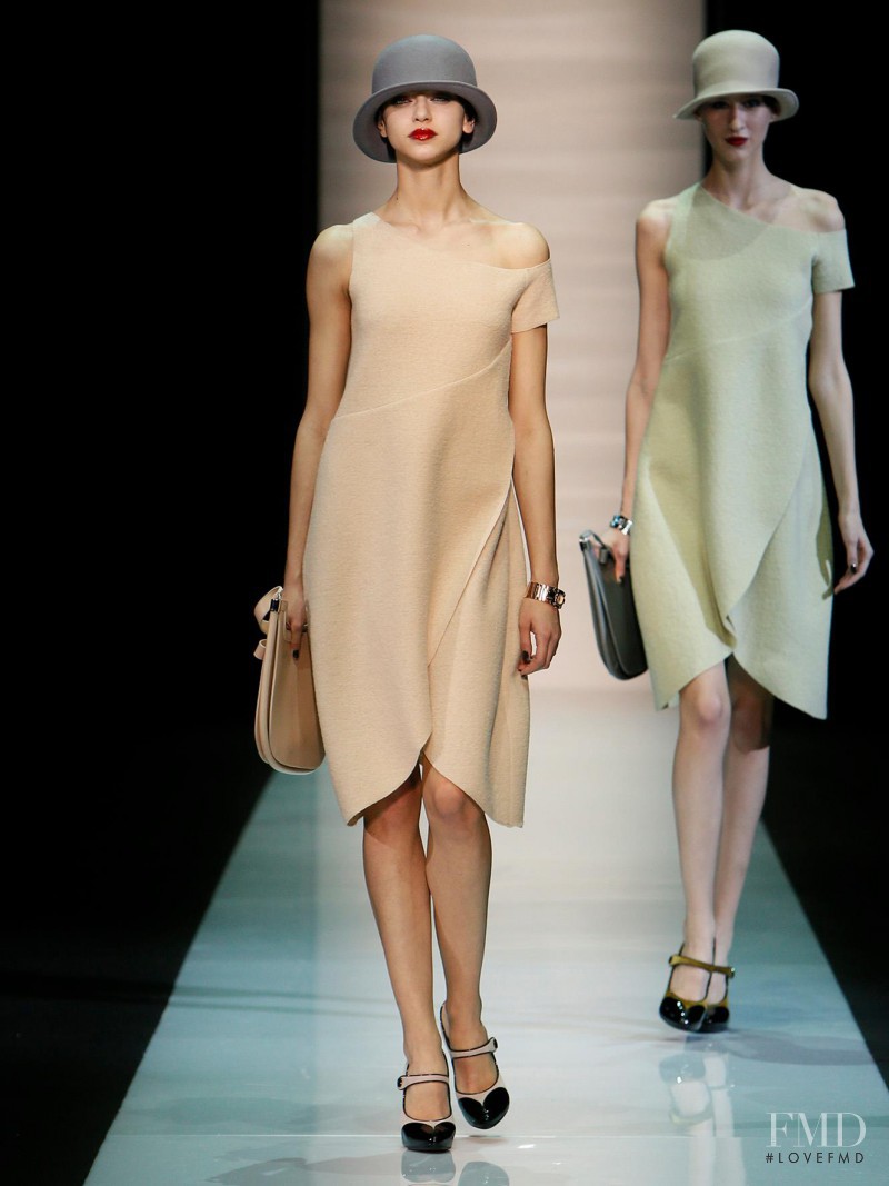 Zhenya Katava featured in  the Emporio Armani fashion show for Autumn/Winter 2013