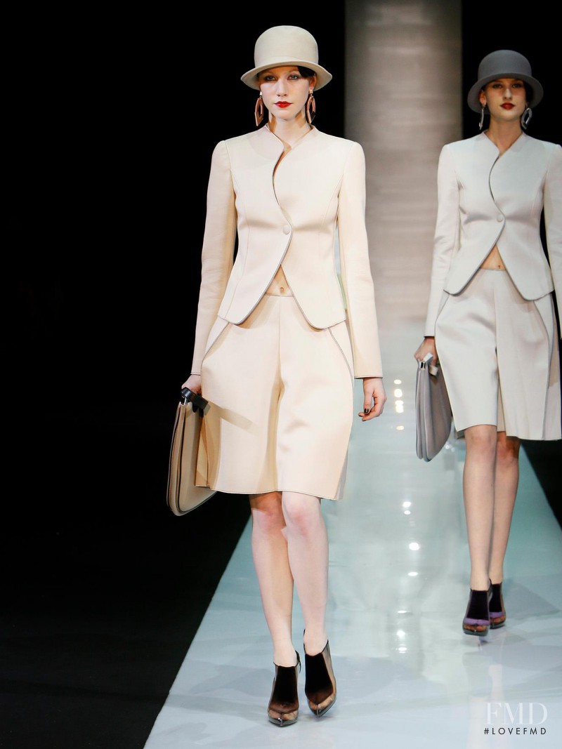 Lauren Bigelow featured in  the Emporio Armani fashion show for Autumn/Winter 2013