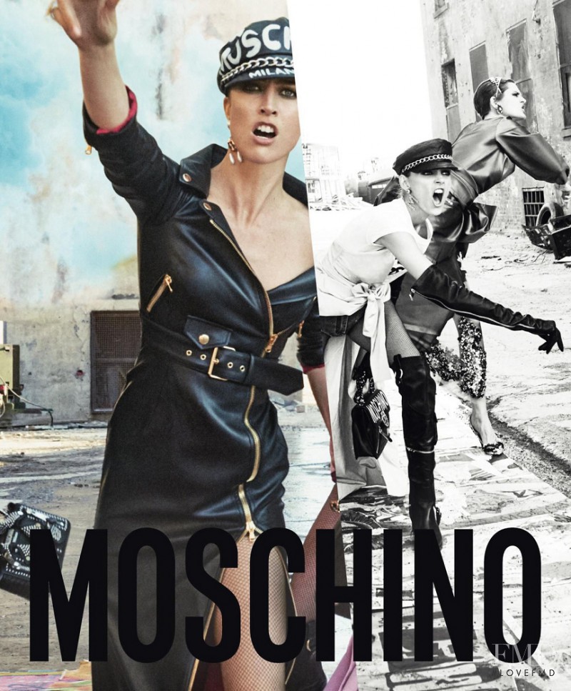 Raquel Zimmermann featured in  the Moschino advertisement for Autumn/Winter 2016