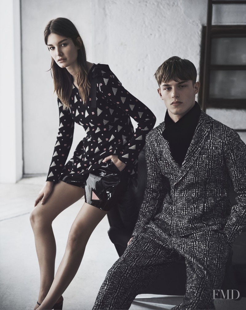 Kit Butler featured in  the Emporio Armani advertisement for Autumn/Winter 2016