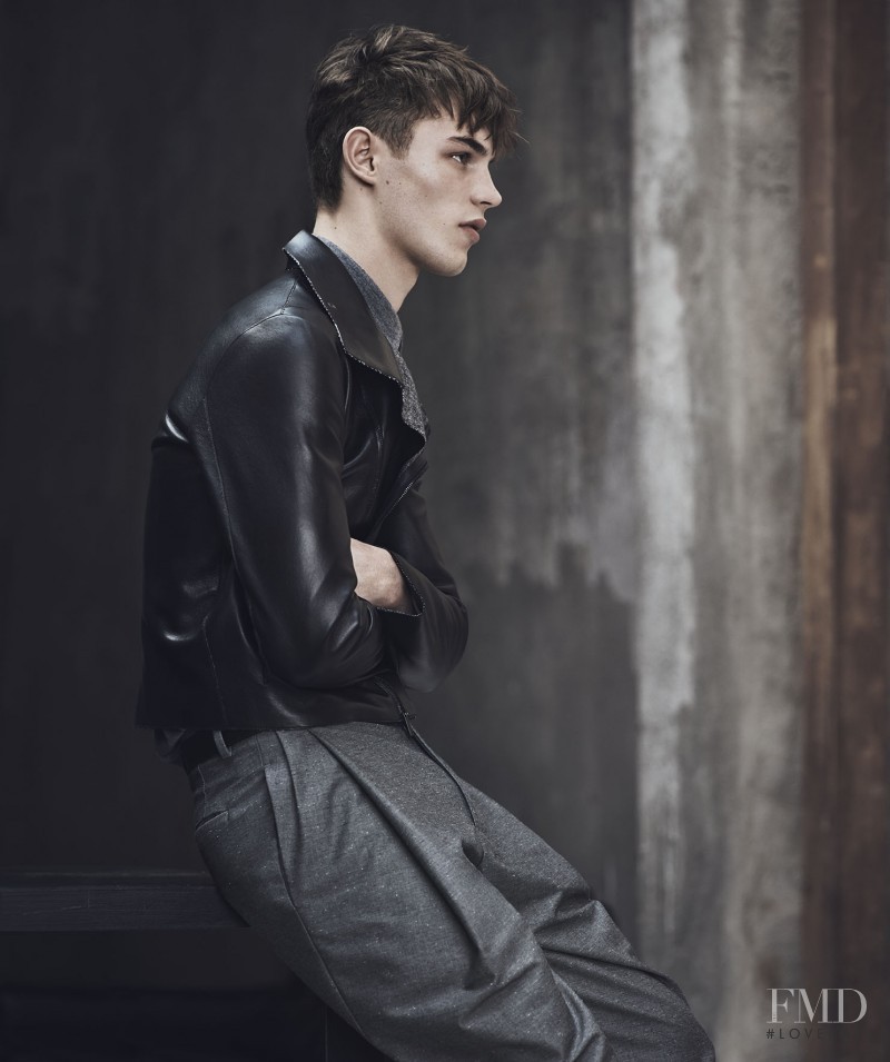 Kit Butler featured in  the Emporio Armani advertisement for Autumn/Winter 2016