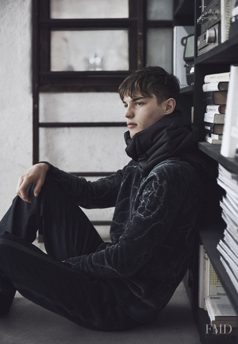 Kit Butler featured in  the Emporio Armani advertisement for Autumn/Winter 2016