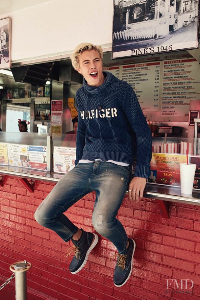 Lucky Blue Smith featured in  the Tommy Hilfiger Denim advertisement for Autumn/Winter 2016