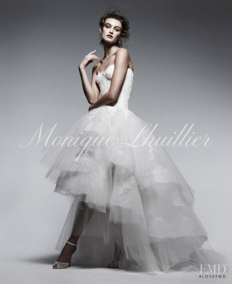 Andie Arthur featured in  the Monique Lhuillier advertisement for Spring/Summer 2013