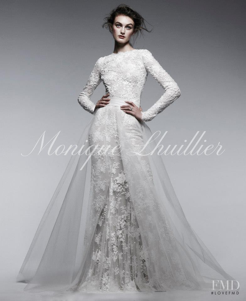 Andie Arthur featured in  the Monique Lhuillier advertisement for Spring/Summer 2013