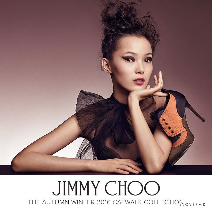 Xiao Wen Ju featured in  the Jimmy Choo advertisement for Autumn/Winter 2016