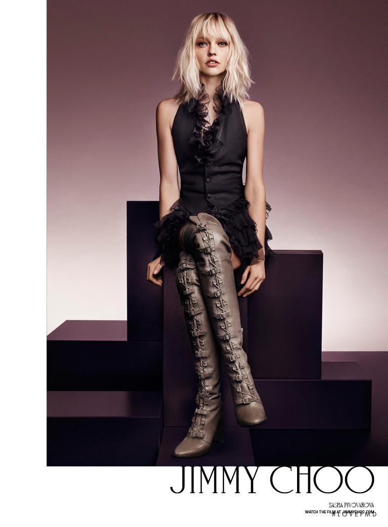 Sasha Pivovarova featured in  the Jimmy Choo advertisement for Autumn/Winter 2016