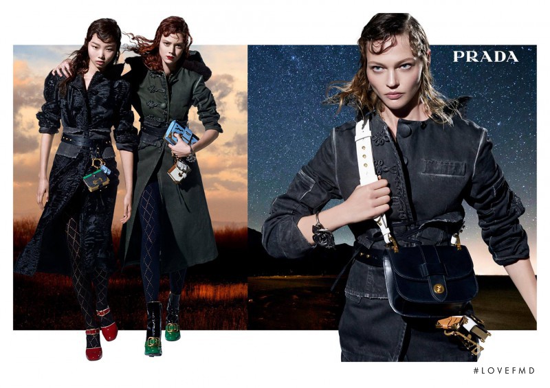 Natalie Westling featured in  the Prada advertisement for Autumn/Winter 2016
