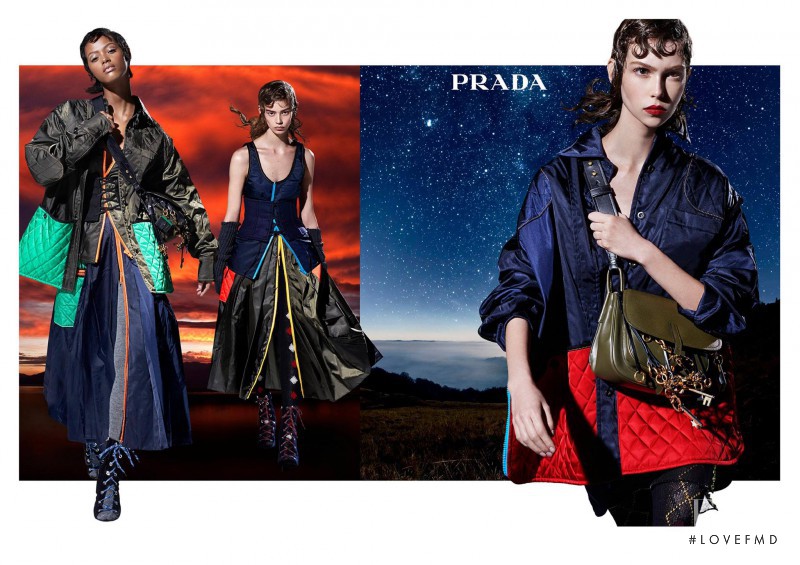 Londone Myers featured in  the Prada advertisement for Autumn/Winter 2016