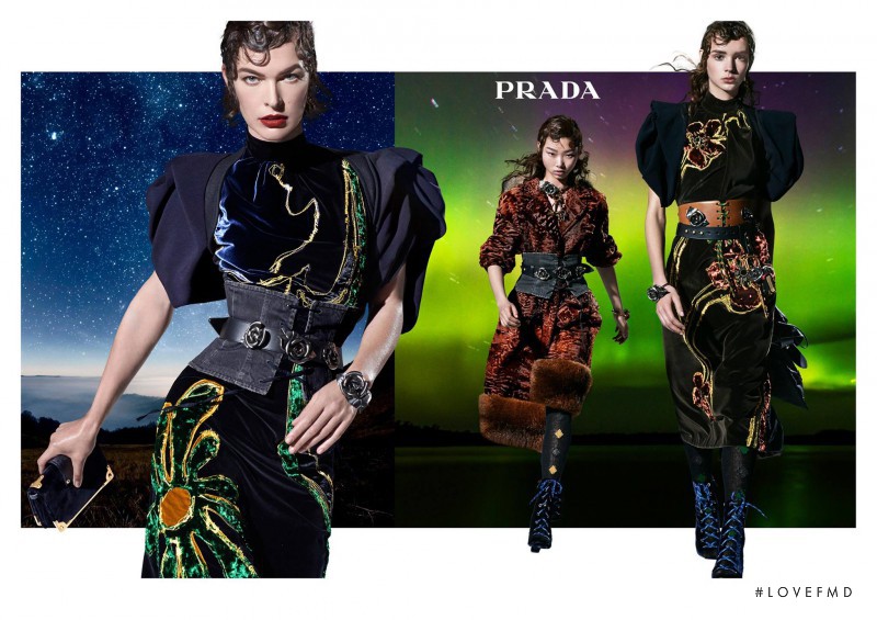 Milla Jovovich featured in  the Prada advertisement for Autumn/Winter 2016