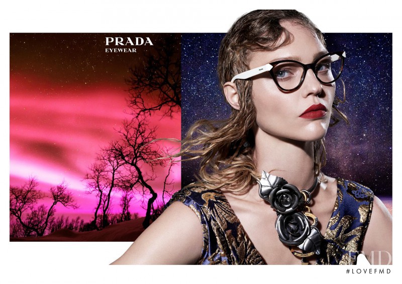 Sasha Pivovarova featured in  the Prada Eyewear advertisement for Autumn/Winter 2016