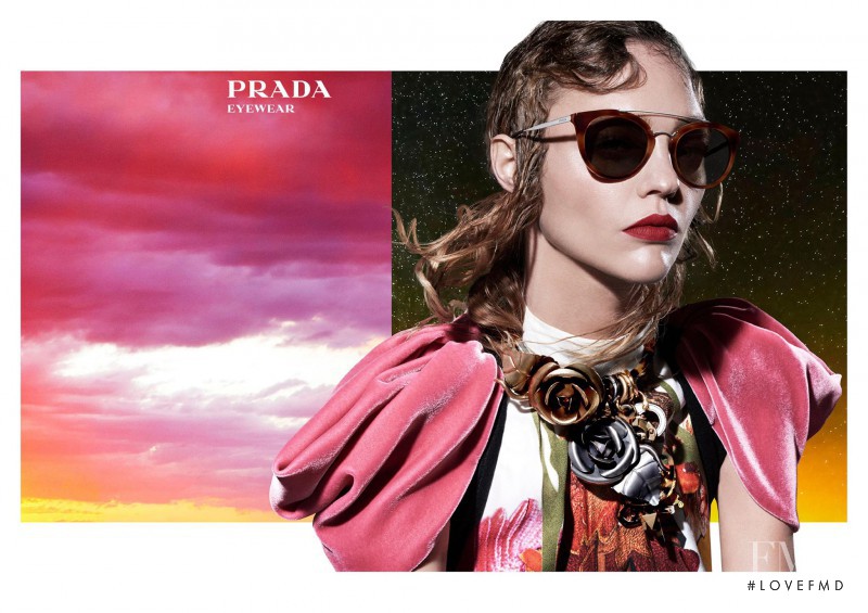 Sasha Pivovarova featured in  the Prada Eyewear advertisement for Autumn/Winter 2016