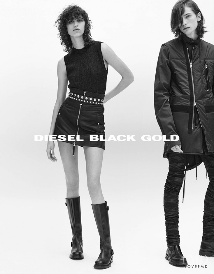 Mica Arganaraz featured in  the Diesel Black Gold advertisement for Autumn/Winter 2016