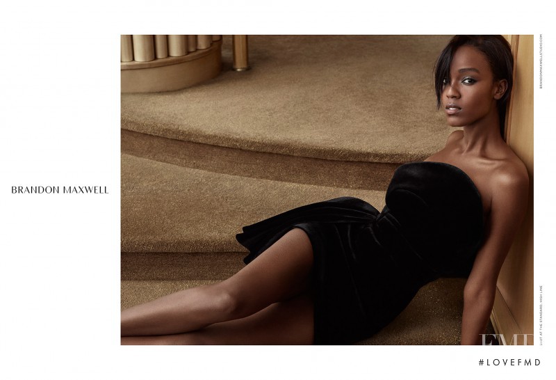 Leila Ndabirabe featured in  the Brandon Maxwell advertisement for Autumn/Winter 2016