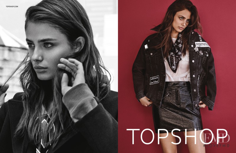 Taylor Hill featured in  the Topshop advertisement for Autumn/Winter 2016