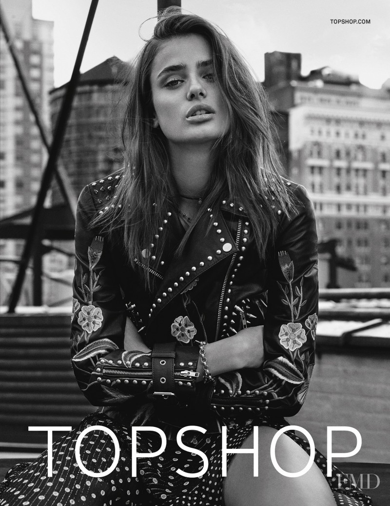 Taylor Hill featured in  the Topshop advertisement for Autumn/Winter 2016