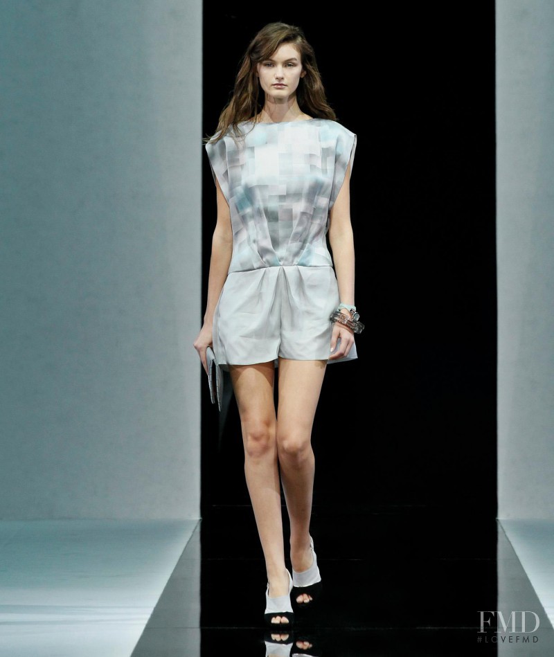 Andie Arthur featured in  the Emporio Armani fashion show for Spring/Summer 2013
