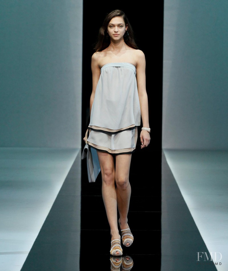 Zhenya Katava featured in  the Emporio Armani fashion show for Spring/Summer 2013