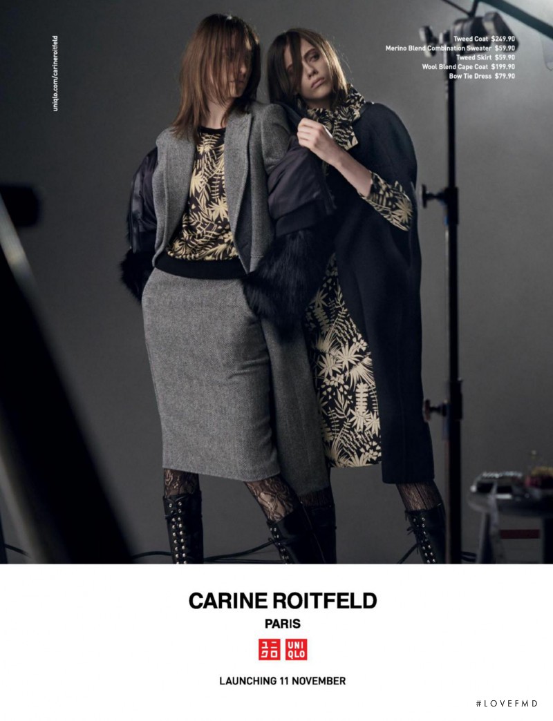 Lia Pavlova featured in  the Uniqlo x Carine Roitfeld advertisement for Autumn/Winter 2016