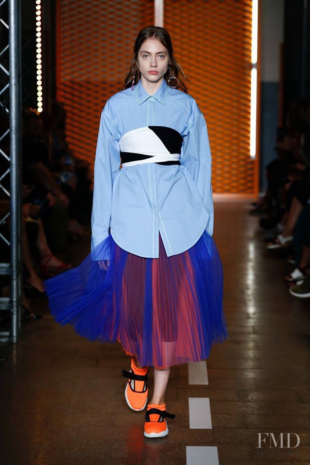 Odette Pavlova featured in  the MSGM fashion show for Spring/Summer 2017