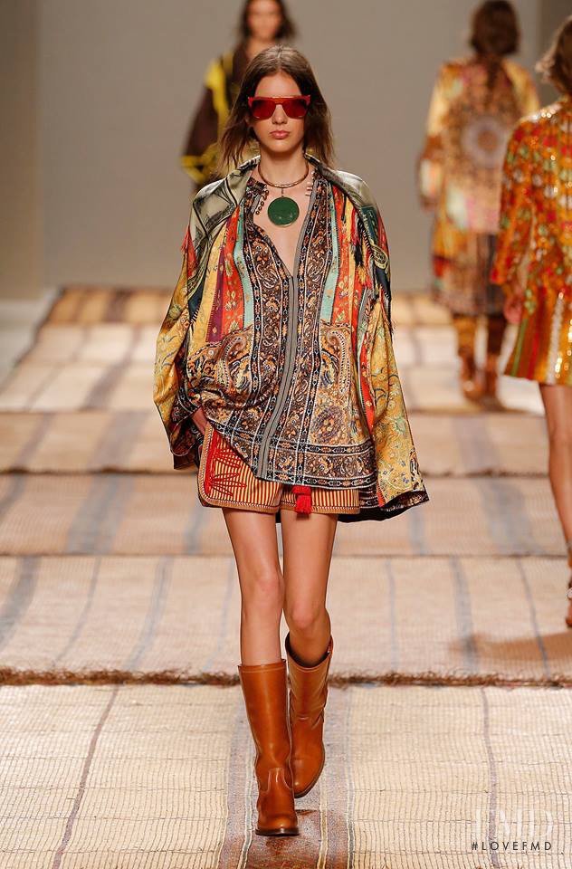 Caroline Reagan featured in  the Etro fashion show for Spring/Summer 2017