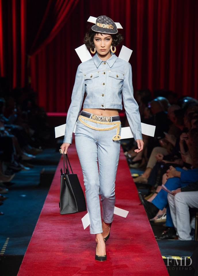 Bella Hadid featured in  the Moschino fashion show for Spring/Summer 2017