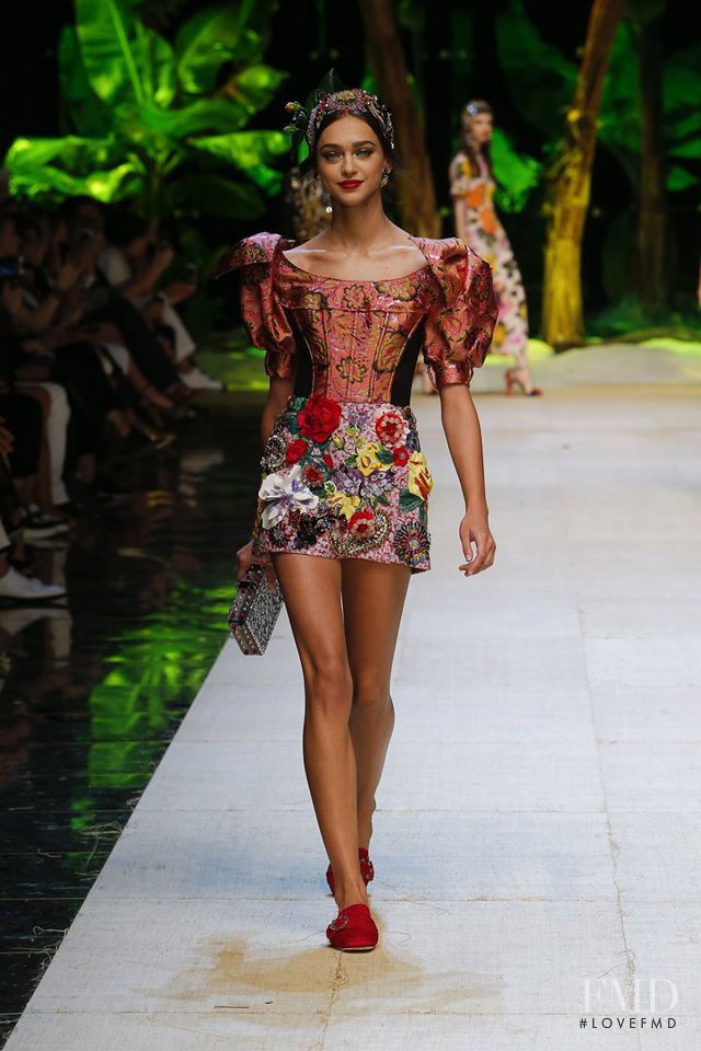 Zhenya Katava featured in  the Dolce & Gabbana fashion show for Spring/Summer 2017