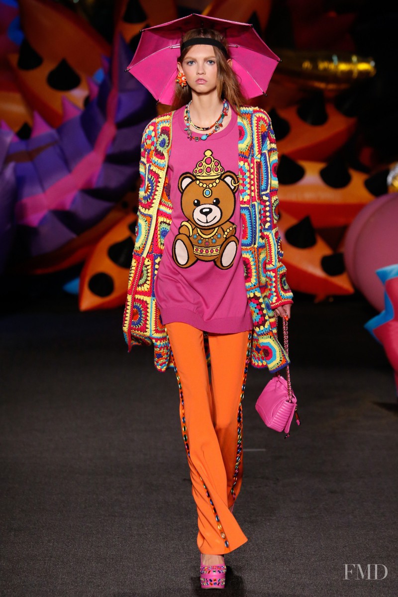 Molly Bair featured in  the Moschino fashion show for Resort 2017