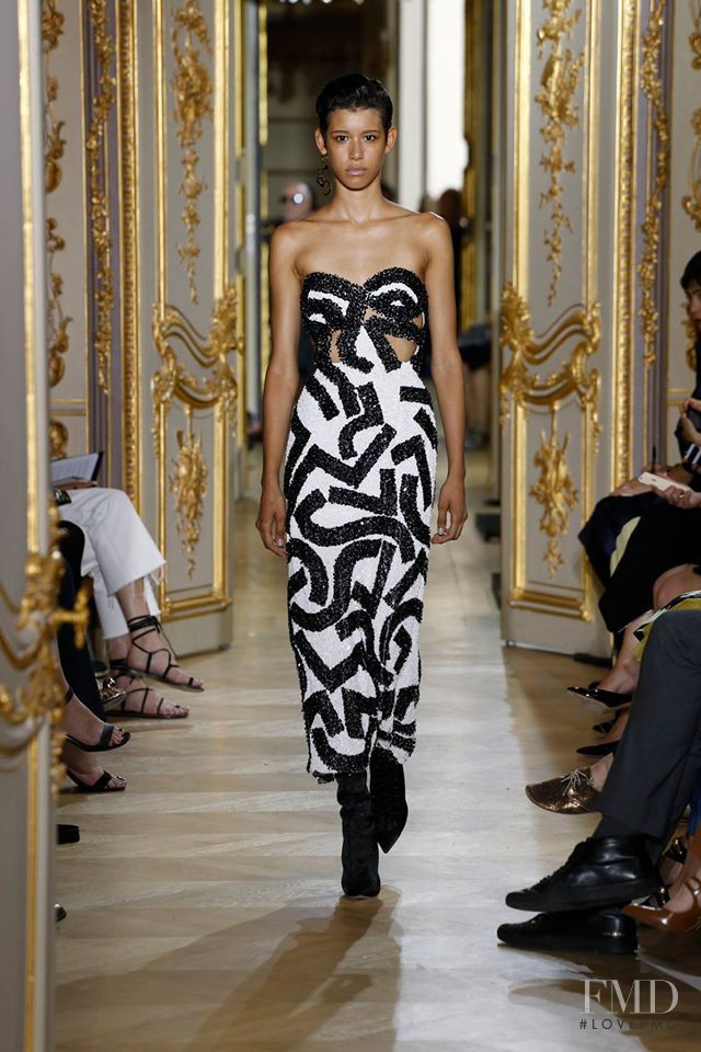 Janiece Dilone featured in  the J Mendel fashion show for Autumn/Winter 2016