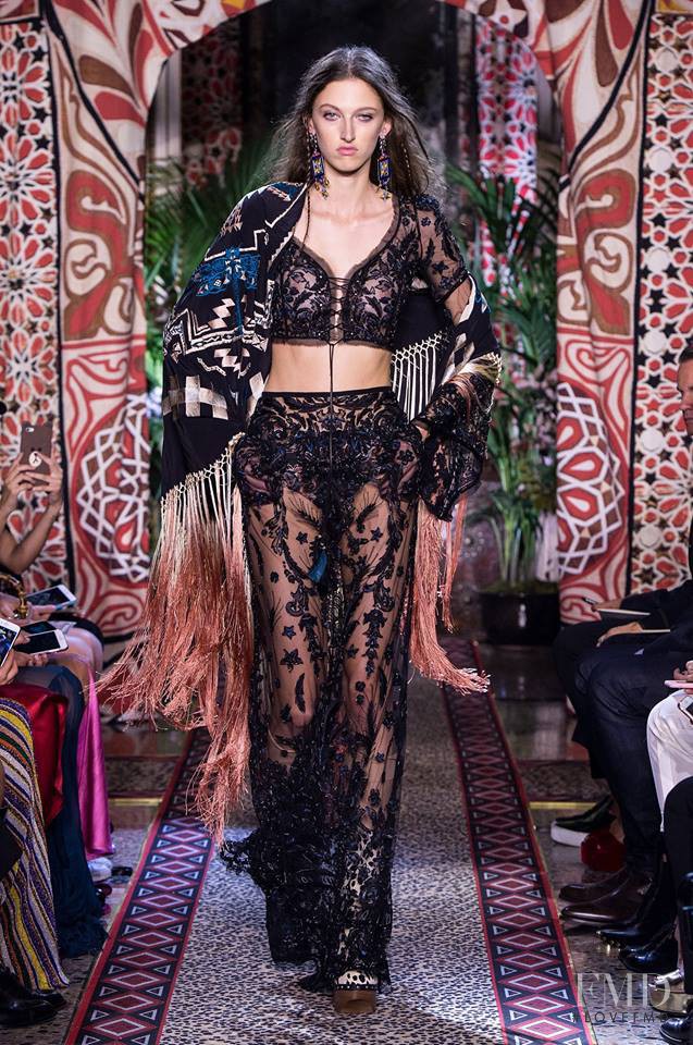 Amber Witcomb featured in  the Roberto Cavalli fashion show for Spring/Summer 2017