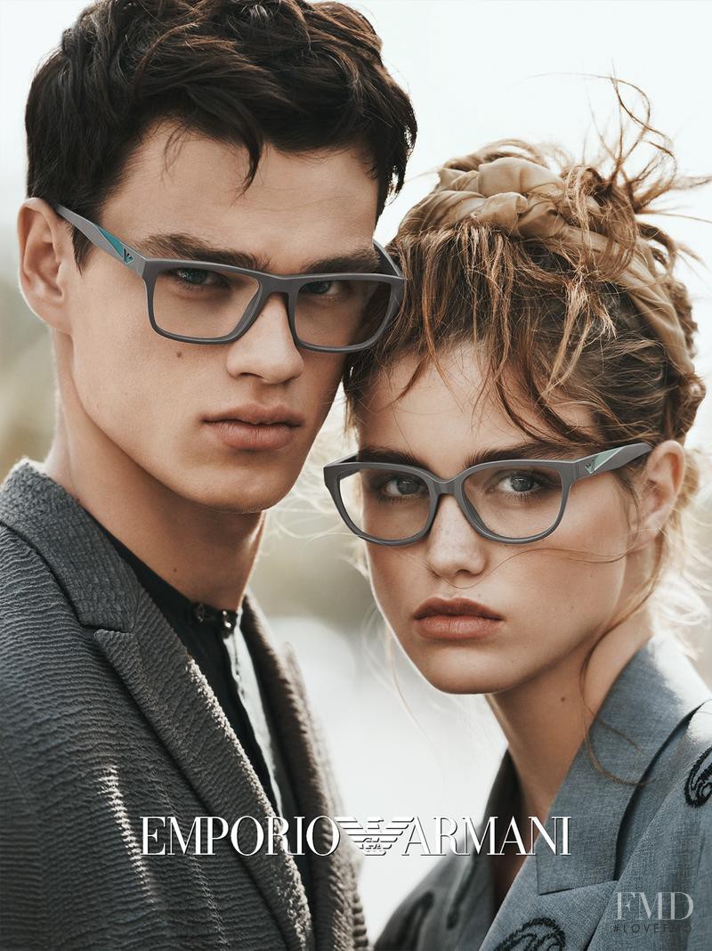 Luna Bijl featured in  the Emporio Armani Eyewear advertisement for Spring/Summer 2016