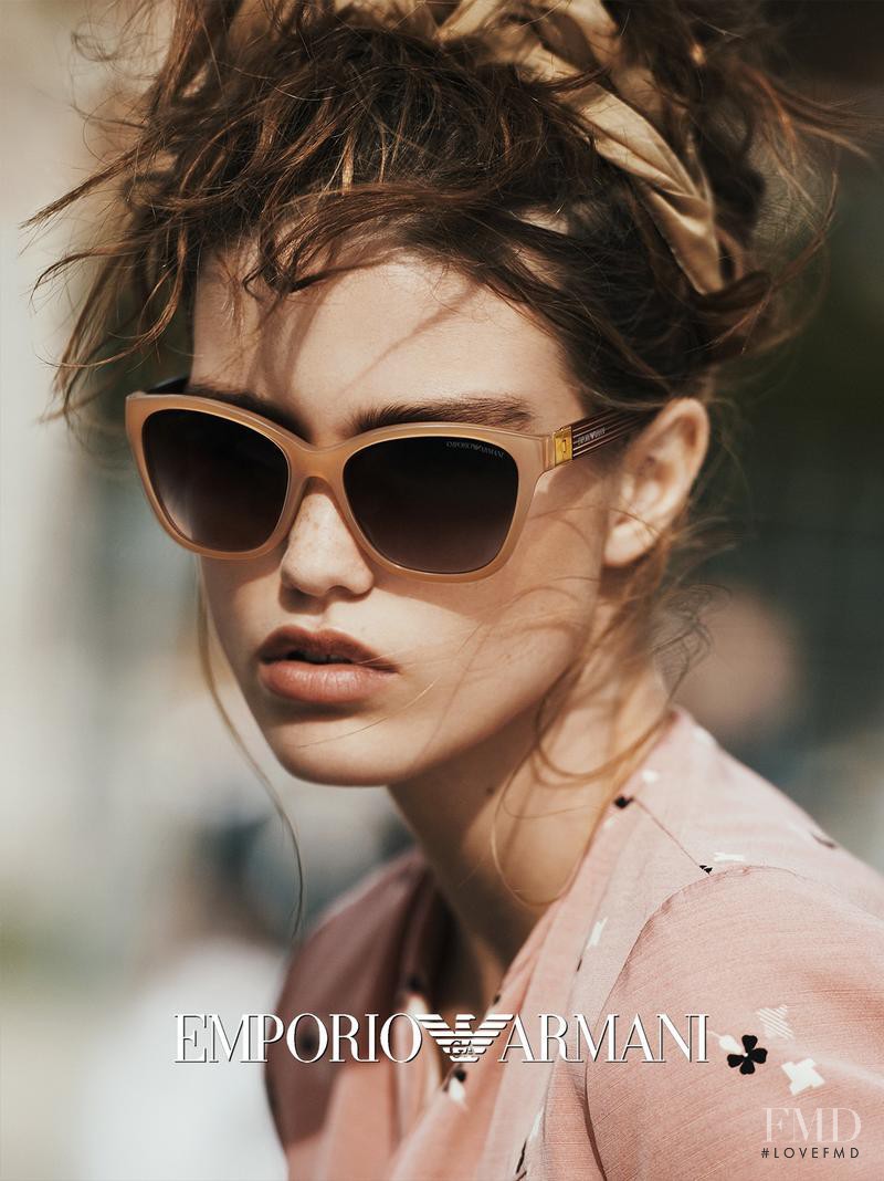 Luna Bijl featured in  the Emporio Armani Eyewear advertisement for Spring/Summer 2016