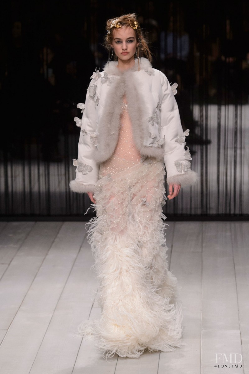 Maartje Verhoef featured in  the Alexander McQueen fashion show for Autumn/Winter 2016