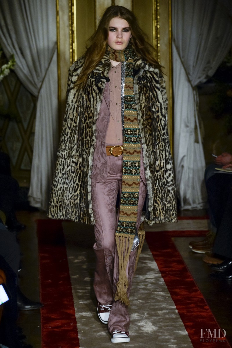 Sophie Rask featured in  the Roberto Cavalli fashion show for Autumn/Winter 2016