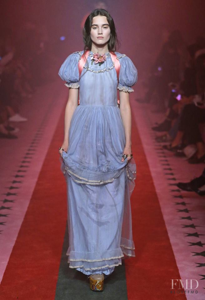 Eliza  Ryszewska featured in  the Gucci fashion show for Spring/Summer 2017