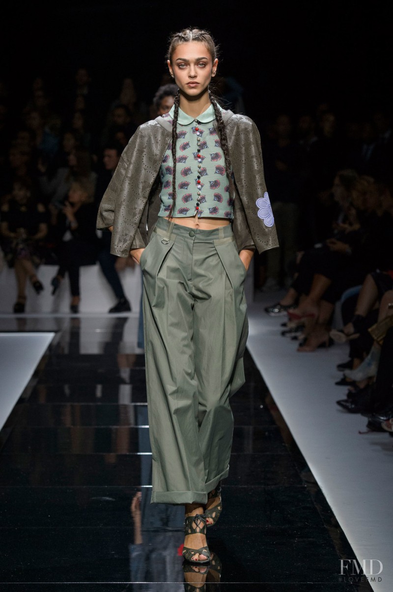 Zhenya Katava featured in  the Emporio Armani fashion show for Spring/Summer 2017