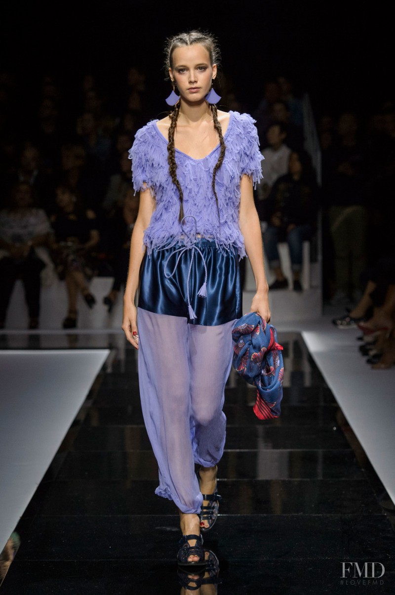 Heloise Giraud featured in  the Emporio Armani fashion show for Spring/Summer 2017