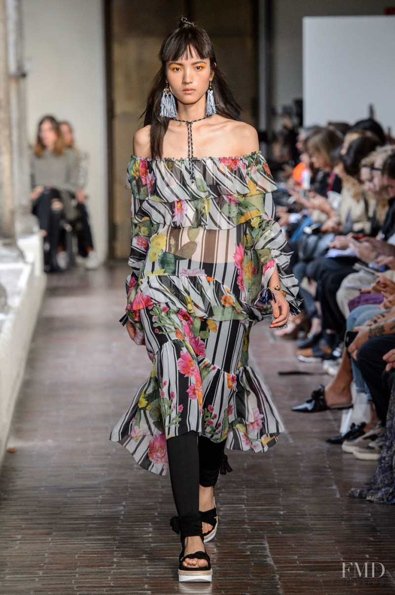 Luping Wang featured in  the be Blumarine fashion show for Spring/Summer 2017