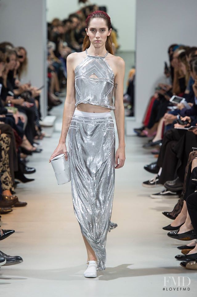 Teddy Quinlivan featured in  the Paco Rabanne fashion show for Spring/Summer 2017