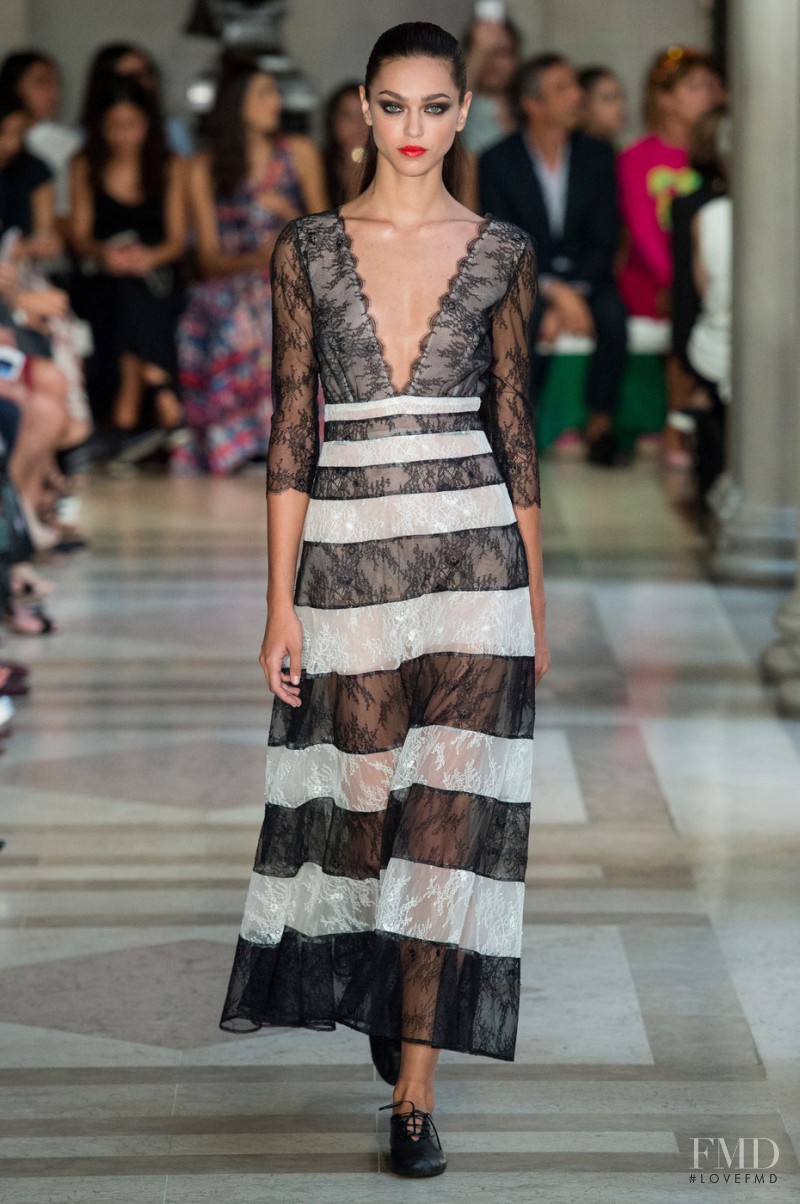 Zhenya Katava featured in  the Carolina Herrera fashion show for Spring/Summer 2017