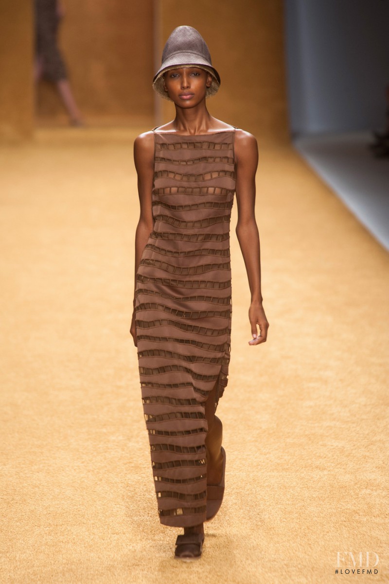 Jasmine Tookes featured in  the Akris fashion show for Spring/Summer 2014