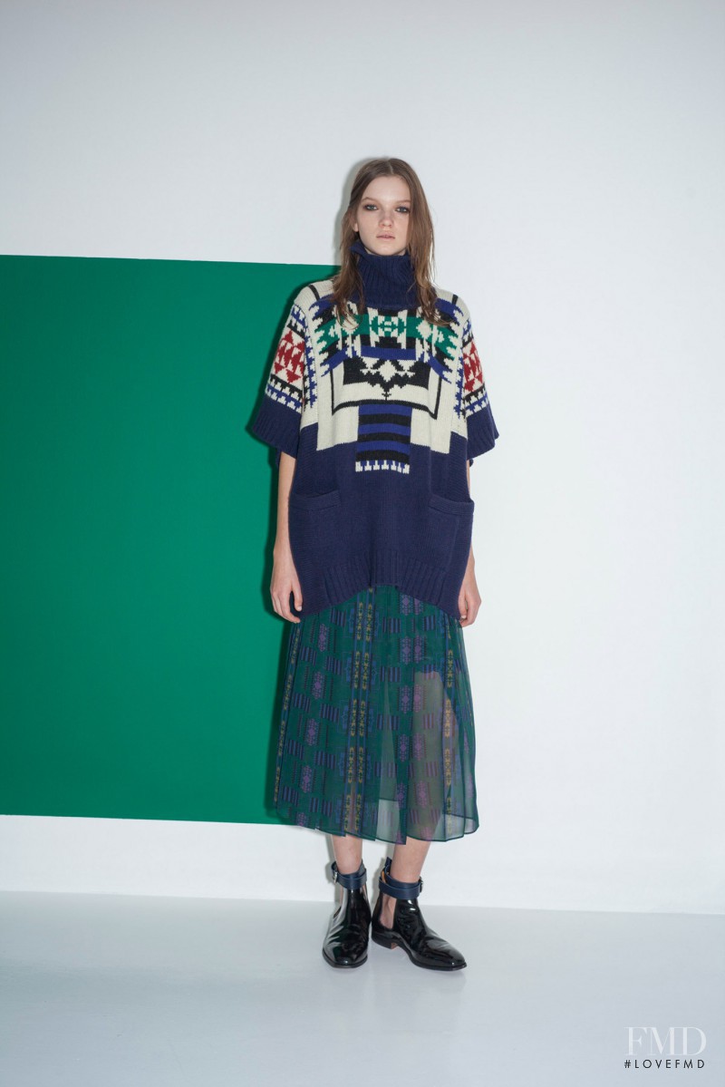 Eva Klimkova featured in  the sacai luck fashion show for Pre-Fall 2014