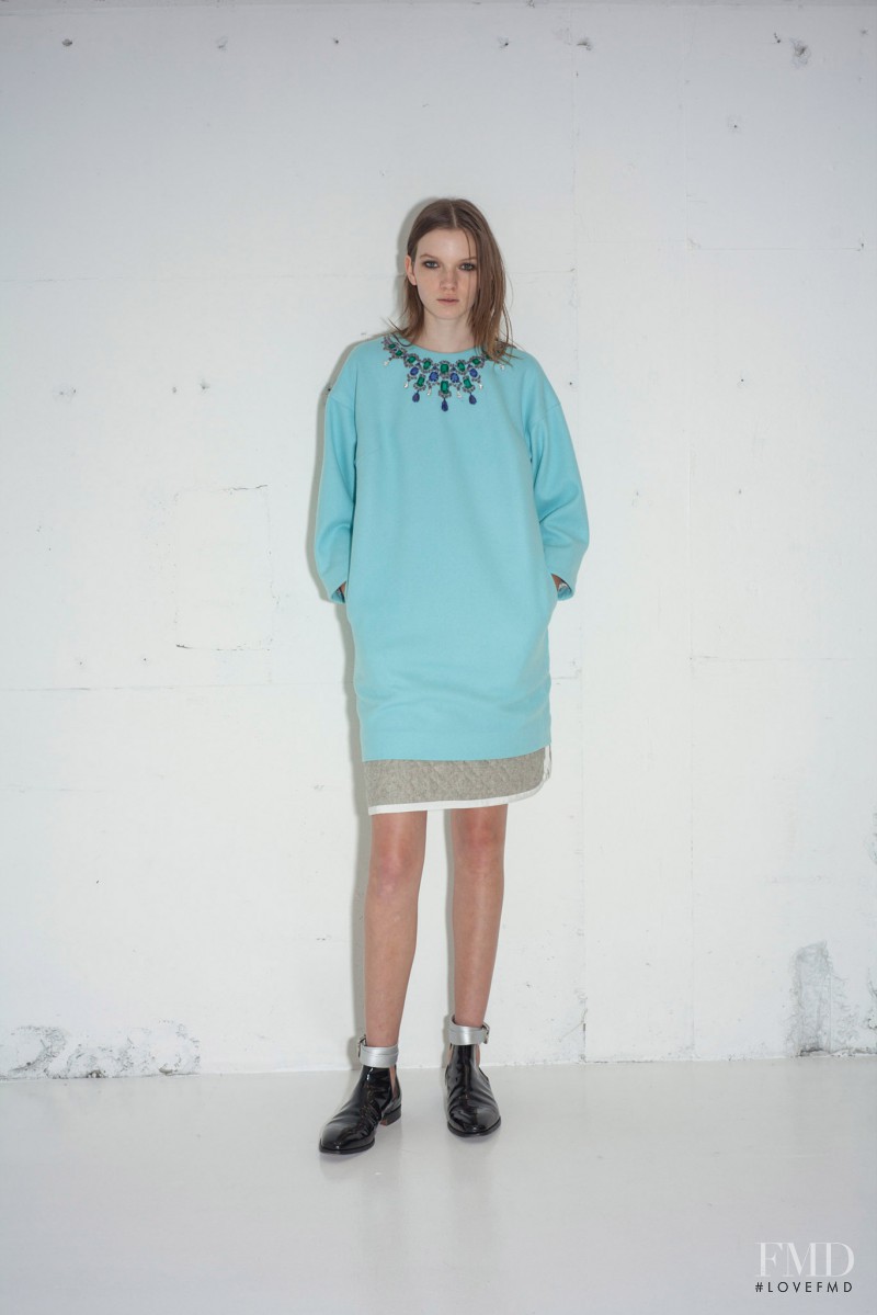 Eva Klimkova featured in  the sacai luck fashion show for Pre-Fall 2014