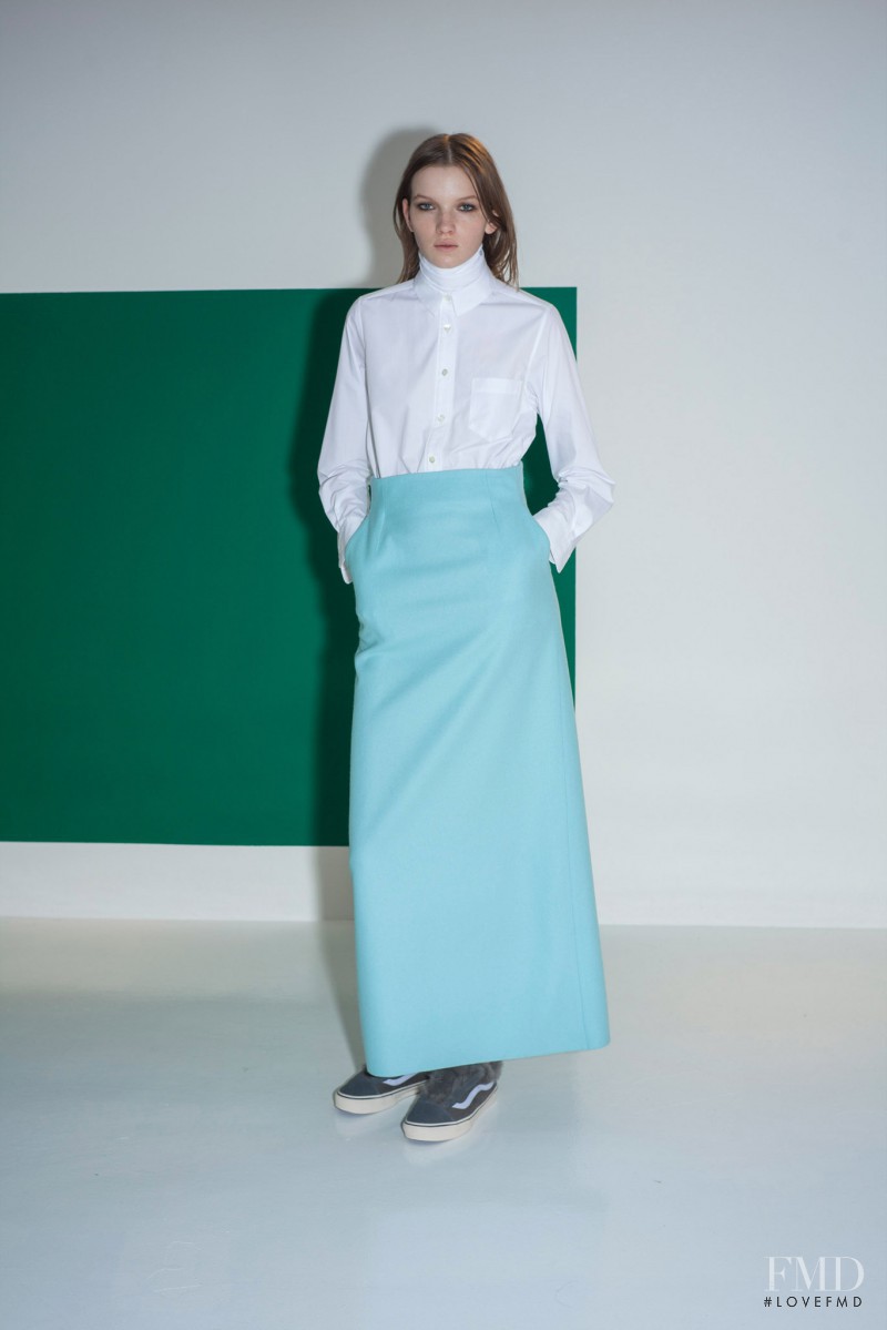 Eva Klimkova featured in  the sacai luck fashion show for Pre-Fall 2014